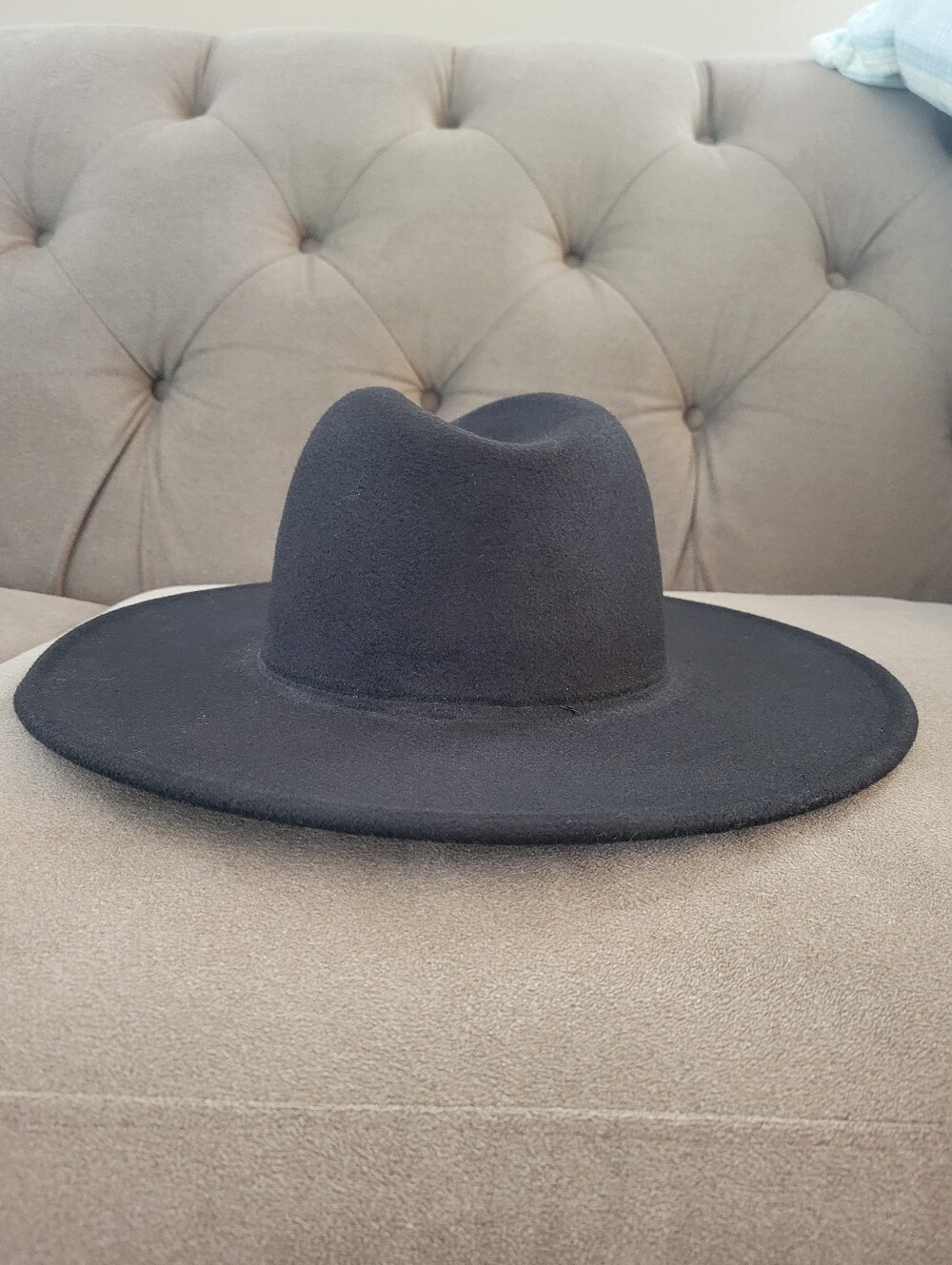 Free People Black Wide Brim Wool Blend Fedora Hat One Size